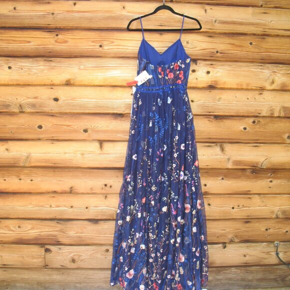  Mac Duggal Embroidered Bustier Gown Dress Indigo - Picture 12 of 14